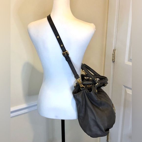 MARC JACOBS Grey Leather Top Handle Crossbody Women’s Workwear Satchel Tote - Picture 7 of 17